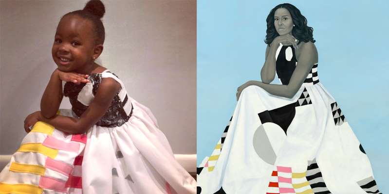 Two girls in black and white dresses.