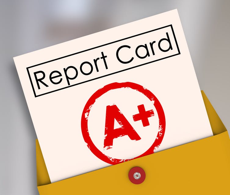 Report card with an A+ grade.