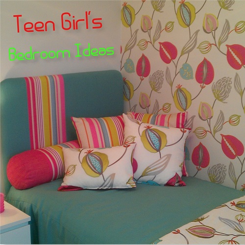 Teen girl's bedroom with striped pillows