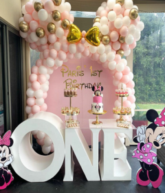 Pink Gold Mickey Mouse Balloon Birthday Party Arch