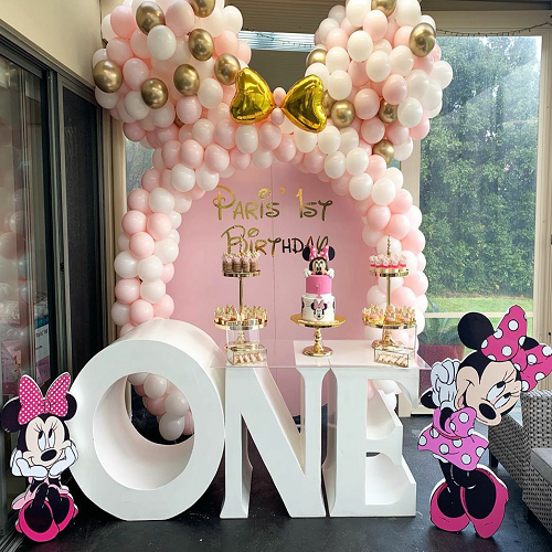 Pink Gold Mickey Mouse Balloon Birthday Party Arch