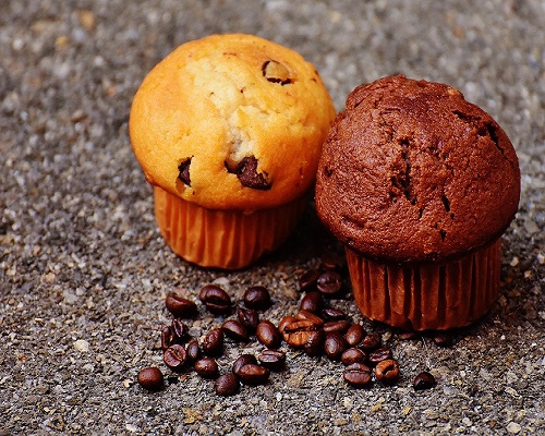 coffee and chocolate chip muffin
