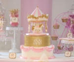 Pink Carousel Birthday Party Cake